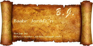 Baahr Jordán névjegykártya